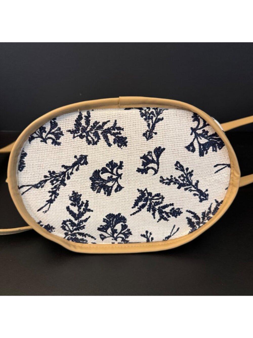 Vera Bradley Straw Bucket Crossbody Bag In Adrift Coral Blue Pattern With Adjust - Picture 6 of 16